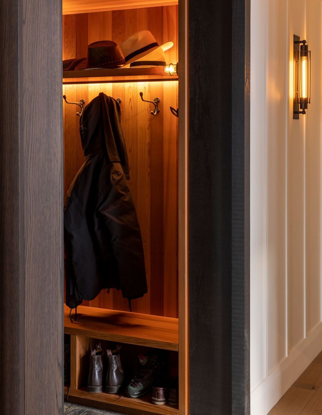 The mud room area. The house also has ski lockers and drying rooms.