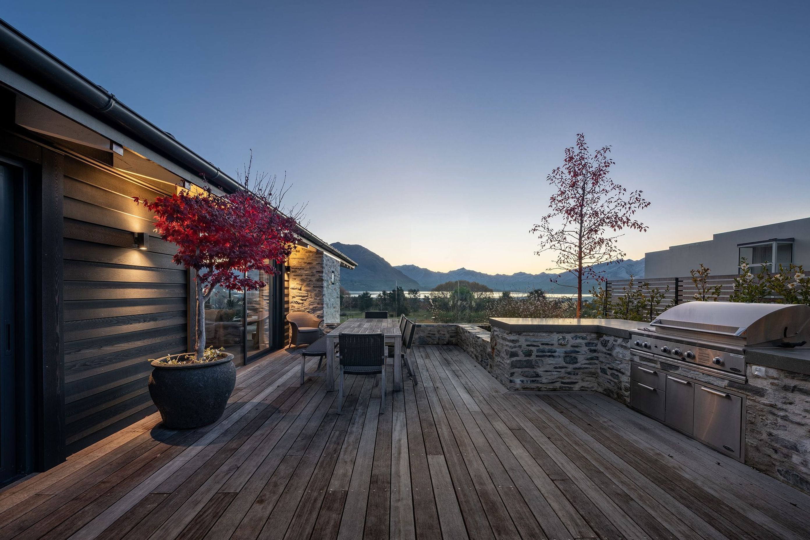 Situated off the main living area, the entertaining deck also revels in the enviable views.