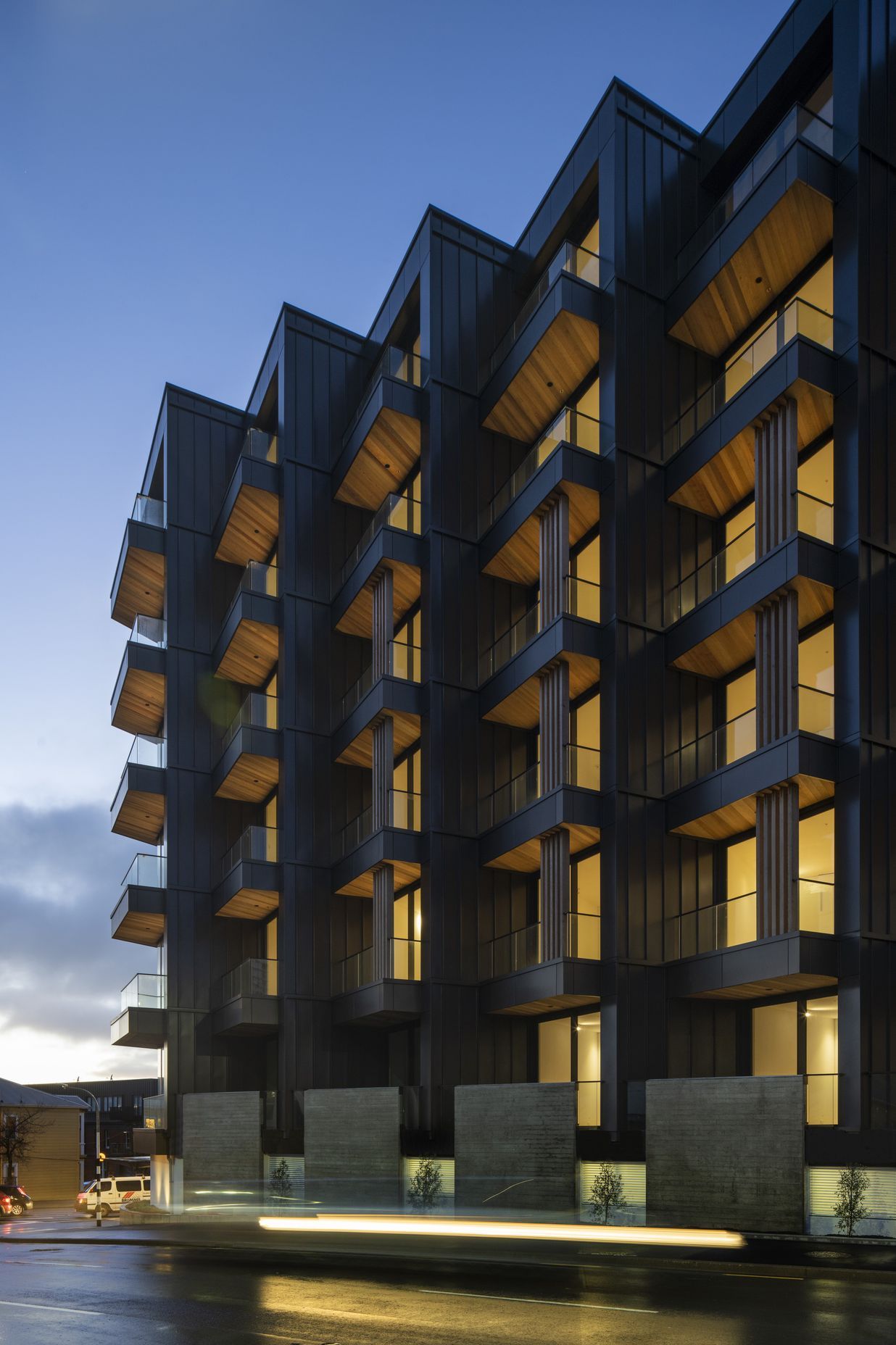 Each balcony is staggered in order that each apartment enjoys privacy from the next.