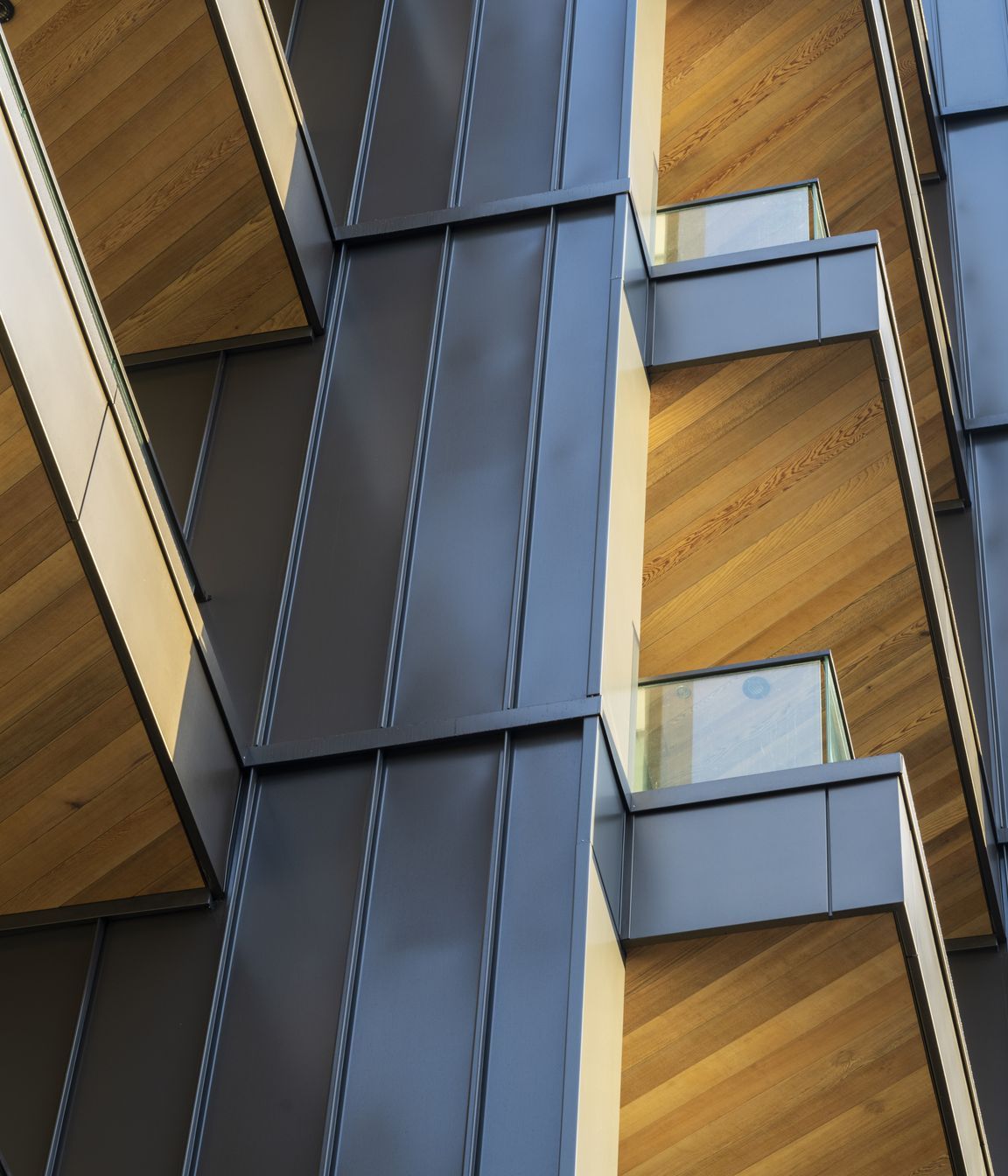The tray profile metal cladding lining the exterior provides an elegant and striking juxtaposition to the cedar soffits.