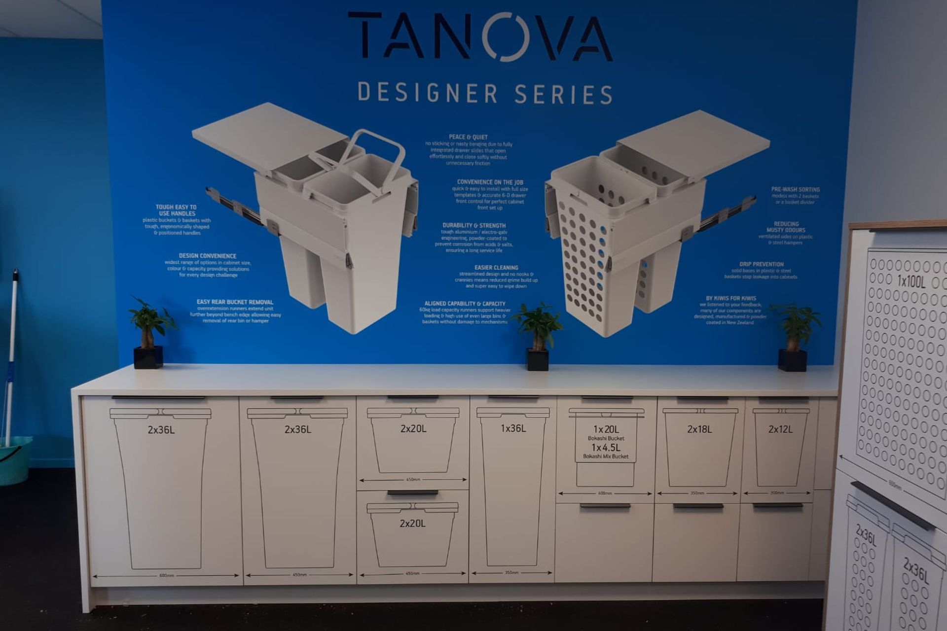 Tanova Designer Series Pull Out Soft Close Kitchen Bins 1
