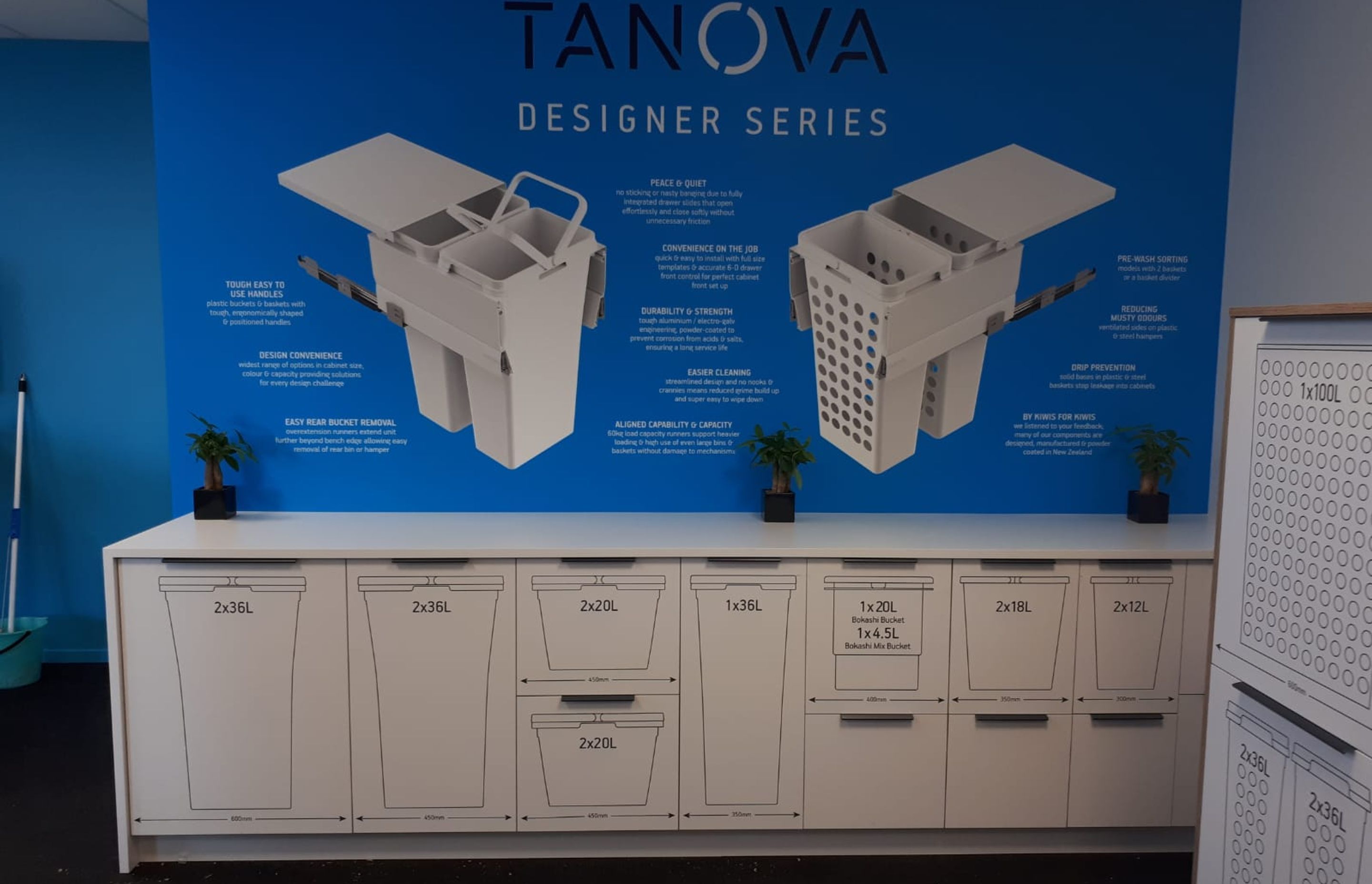 Tanova Designer Series Pull Out Soft Close Kitchen Bins 1