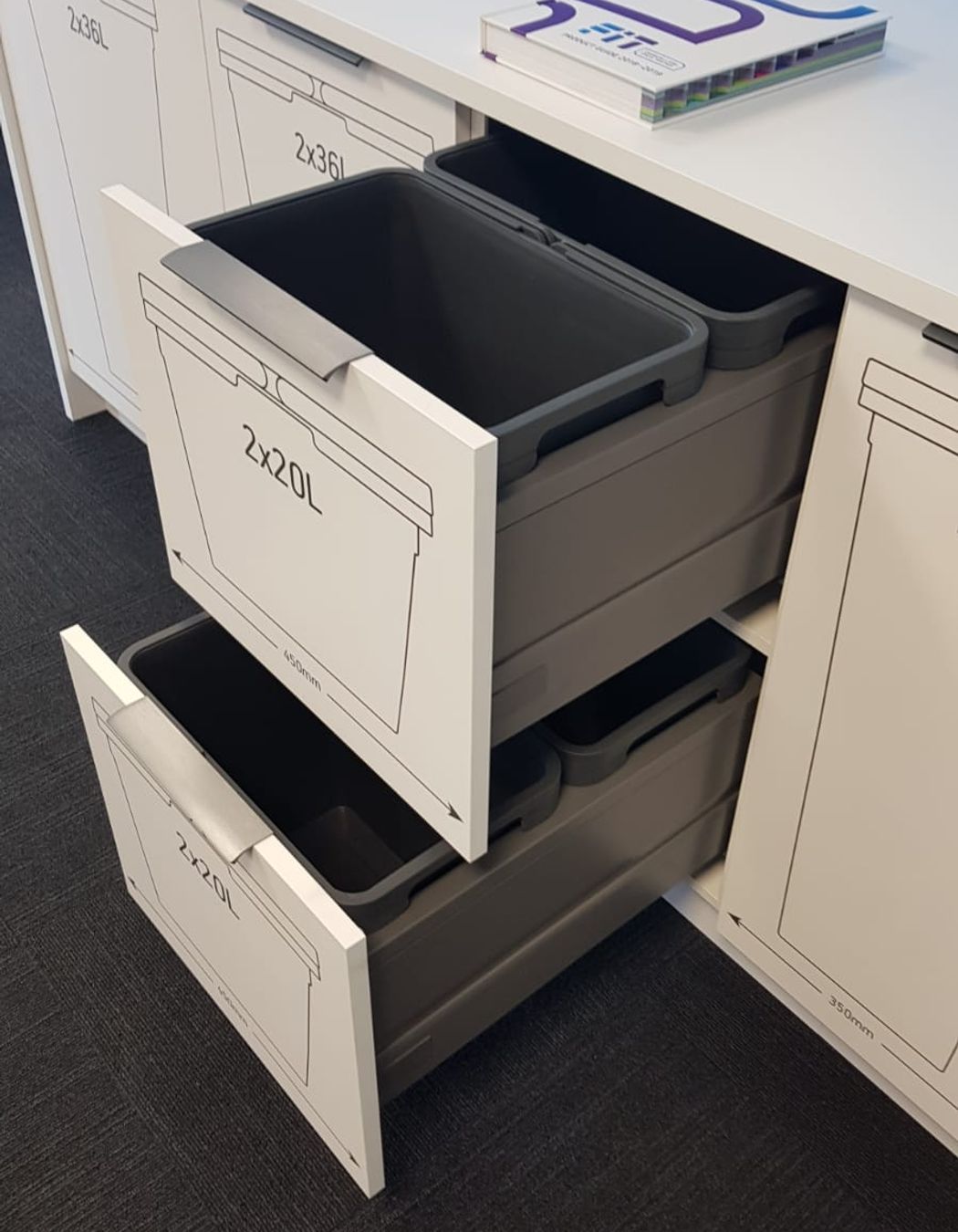 Tanova Designer Series Pull Out Soft Close Kitchen Bins 2