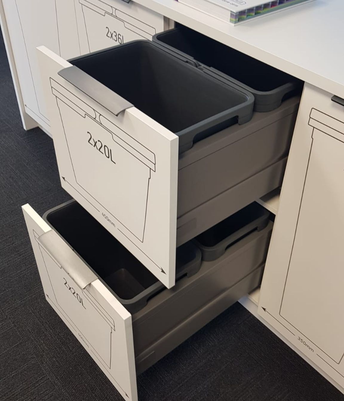 Tanova Designer Series Pull Out Soft Close Kitchen Bins 2