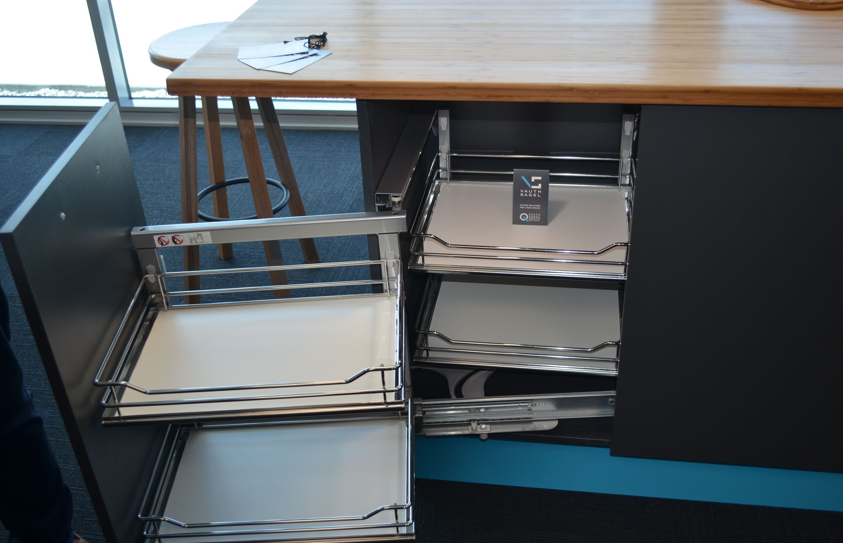 Fit Showroom Christchurch - Vauth Sagel COR Fold Unit for Blind Corner Cabinets. In Premea Style.