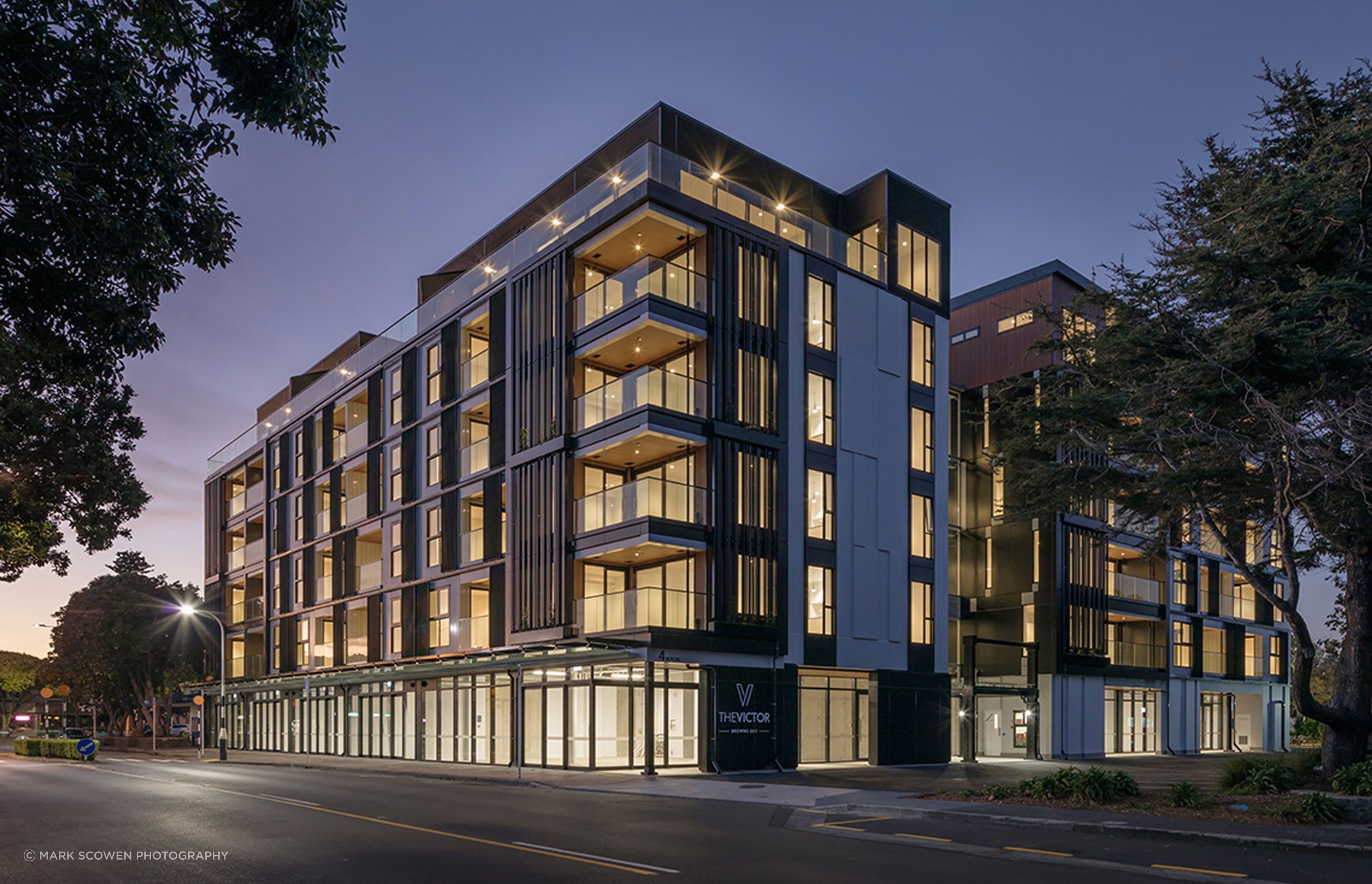 Victor Apartments, Browns Bay. Innoclad and Innoceil (spotted gum).