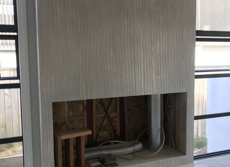 Fireplace, Bamboo finish - Venetian plaster