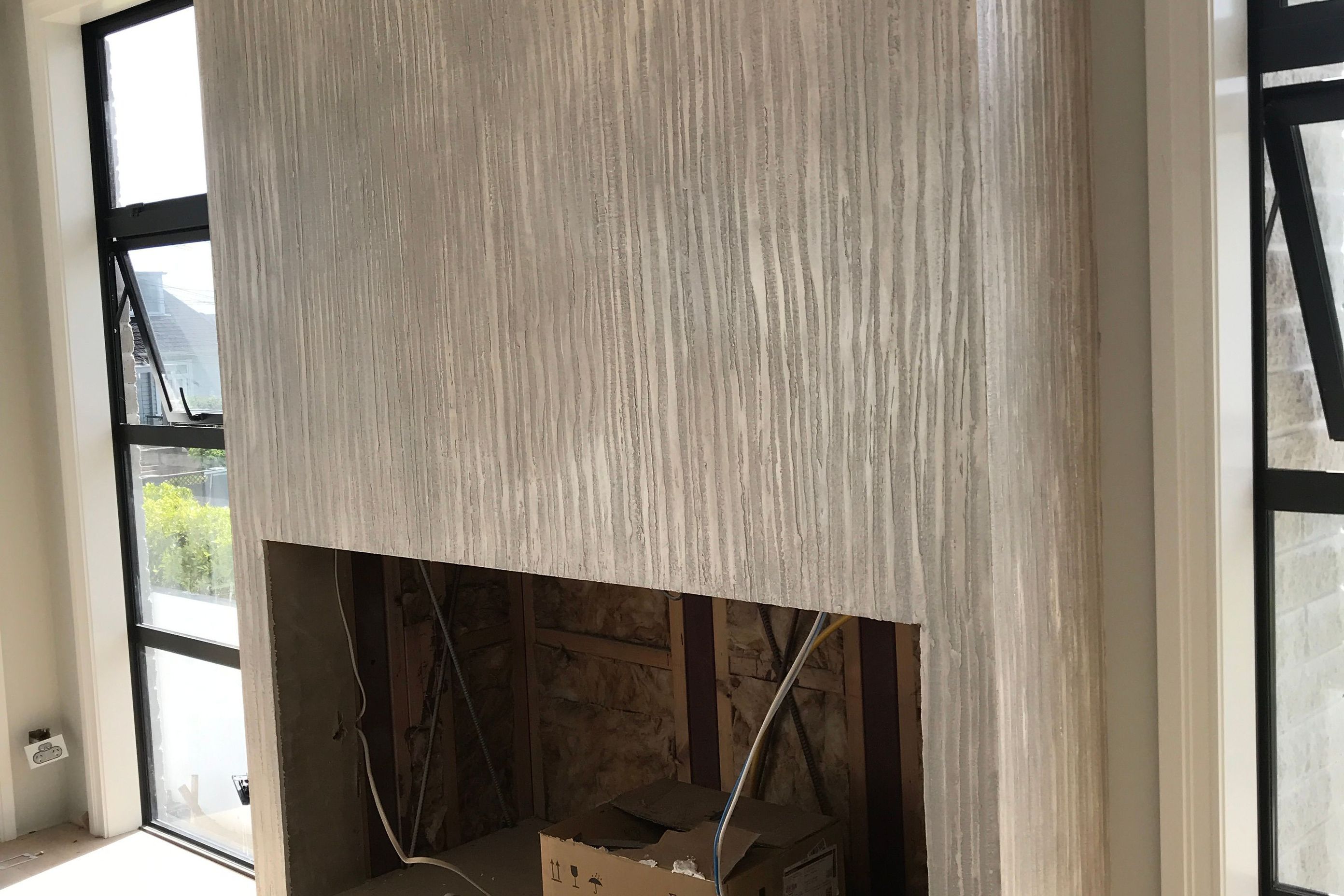 Fireplace, Bamboo finish - Venetian plaster