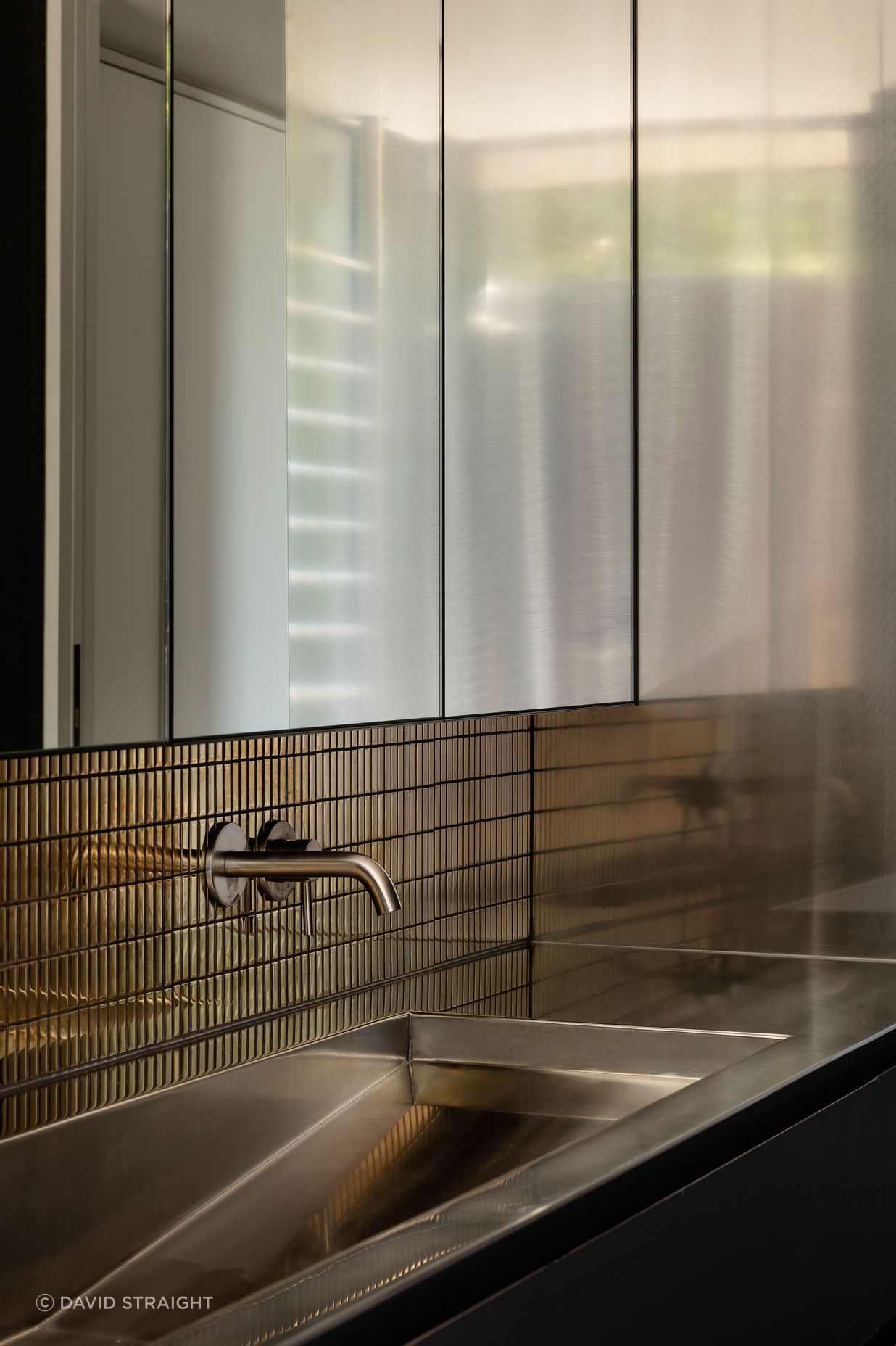 The downstairs guest bathroom provides a "magpie" like element.