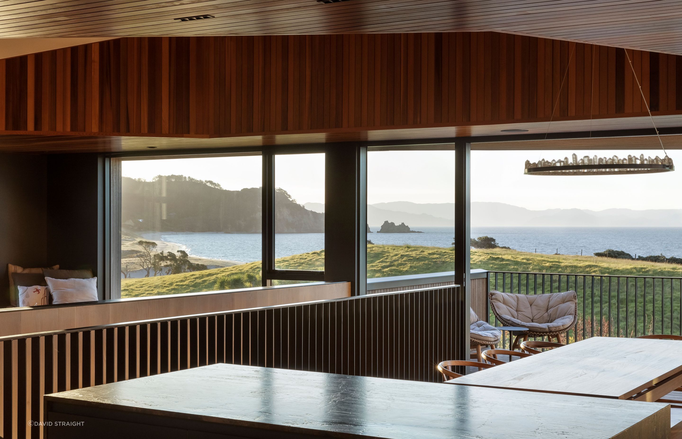 The owners fell in love with the bronzite benchtop, which became the starting point for the interior materiality.