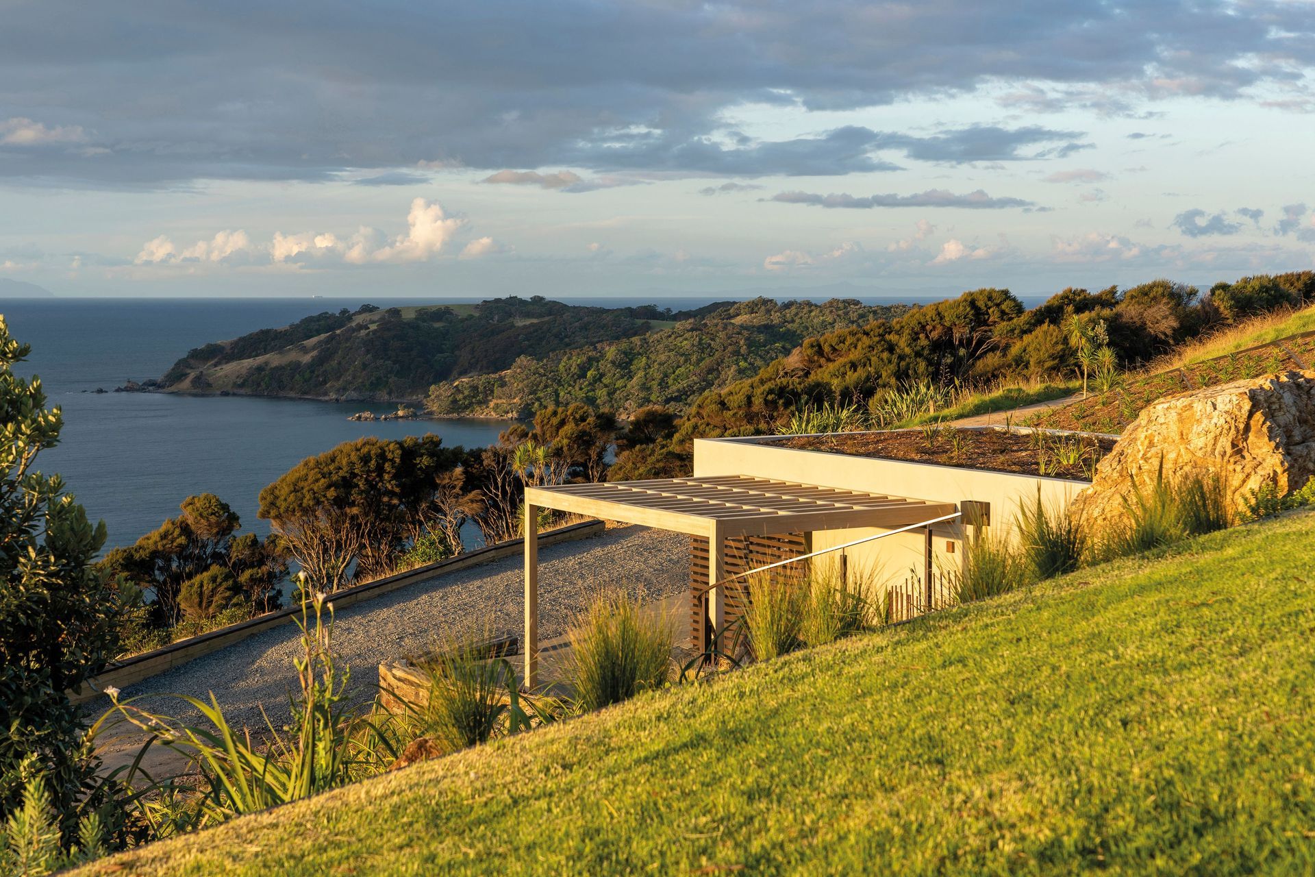 Living roofs help the dwelling to blend in with its surrounds.