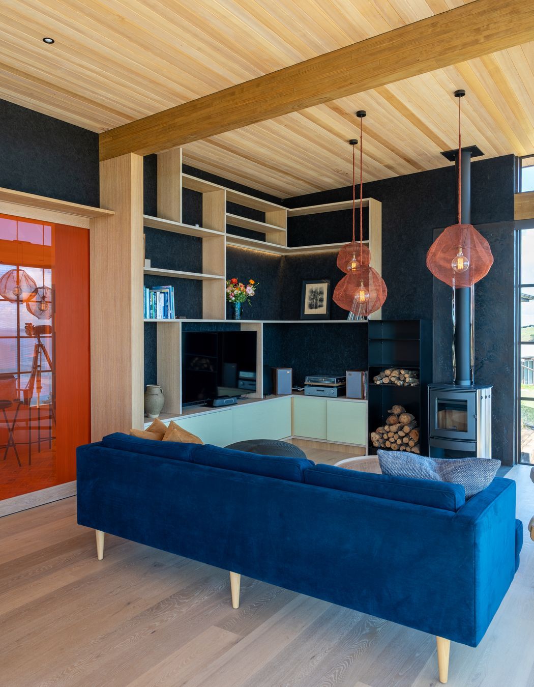 The furnishings add to the home's colour palette.