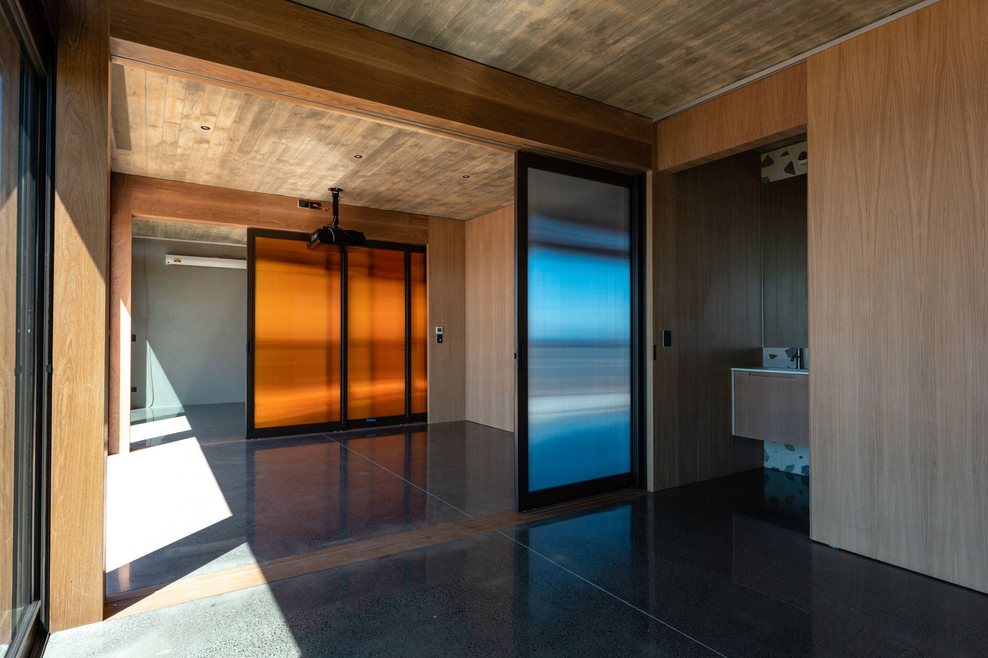 The downstairs space can be used as a theatre or guest area.