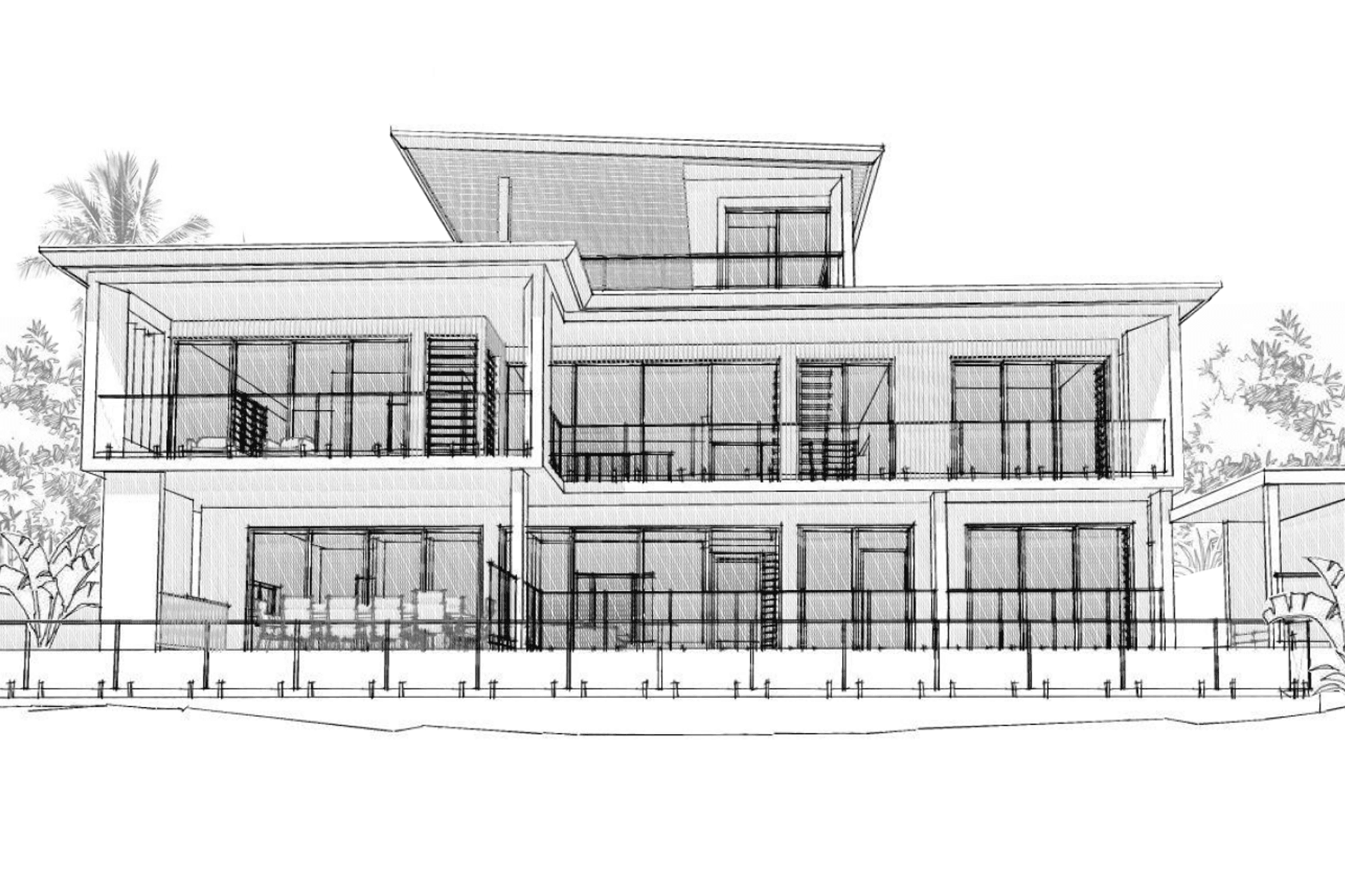 Rear 3D Sketch Perspective (Ocean views side)