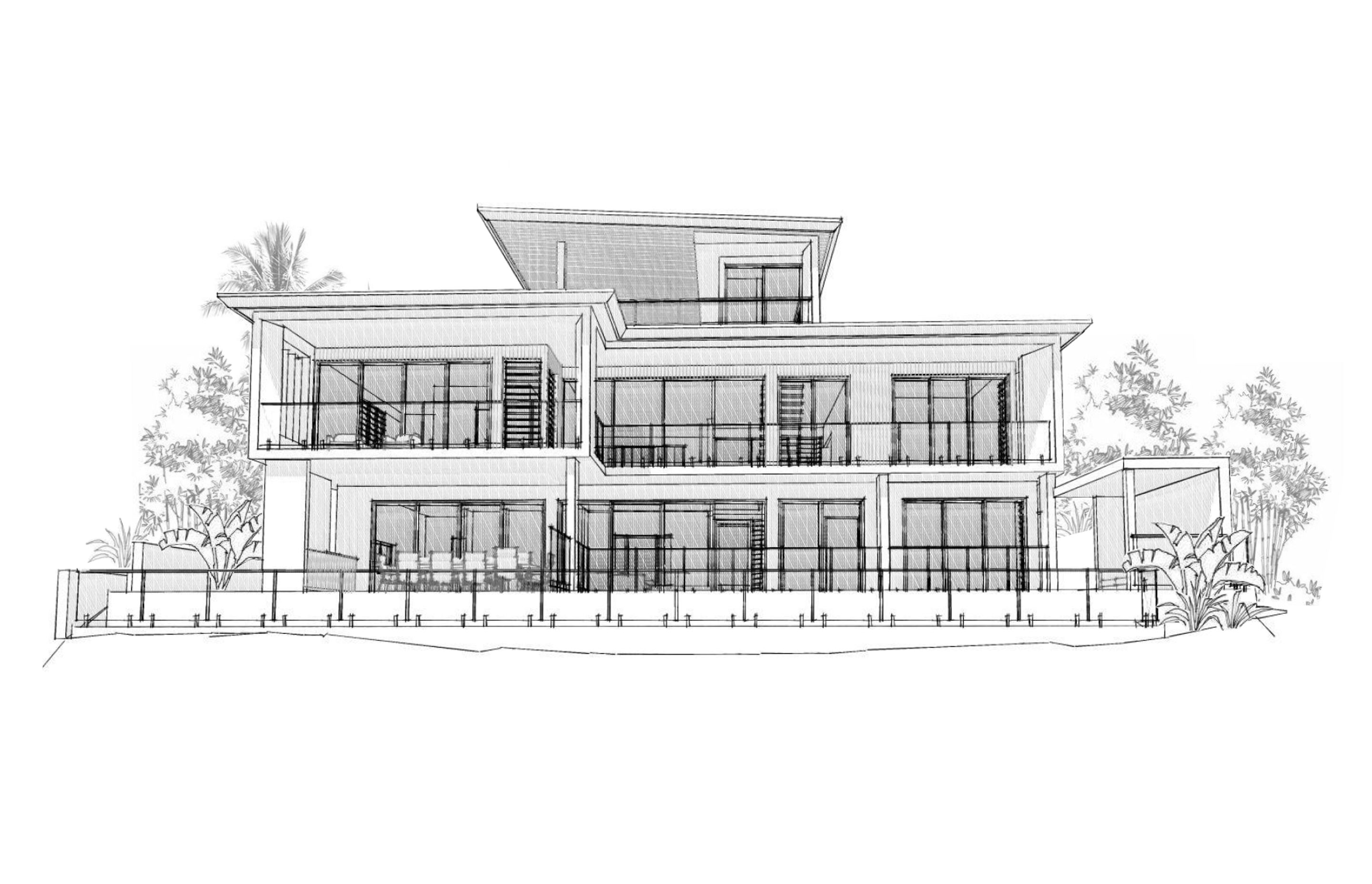 Rear 3D Sketch Perspective (Ocean views side)