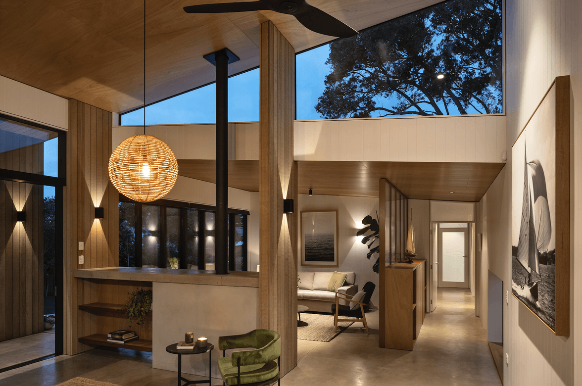 Manly House: A mid-century-style bach with seamless indoor-outdoor flow