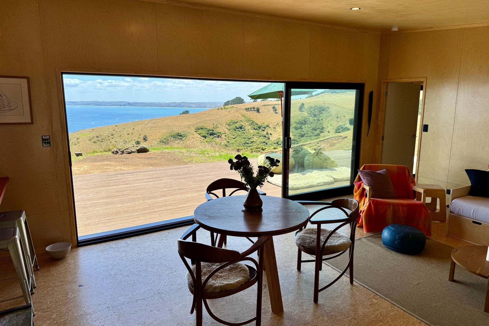 Indoor outdoor flow onto giant bamboo deck