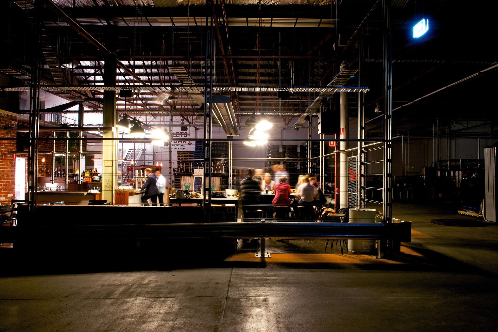 The canteen at night – a little beacon inside the brewery!