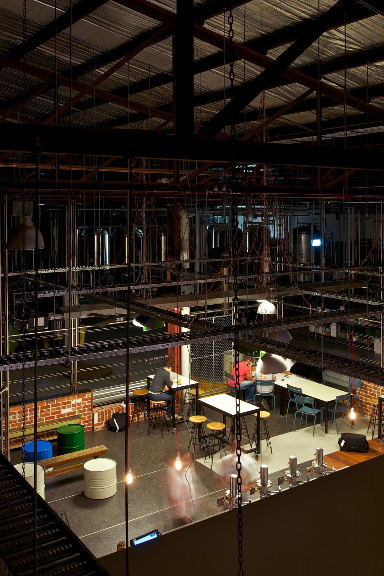 Public Bar from within the brewery workspace at Matilda Bay Brewer’s Canteen by DiMase Architects.