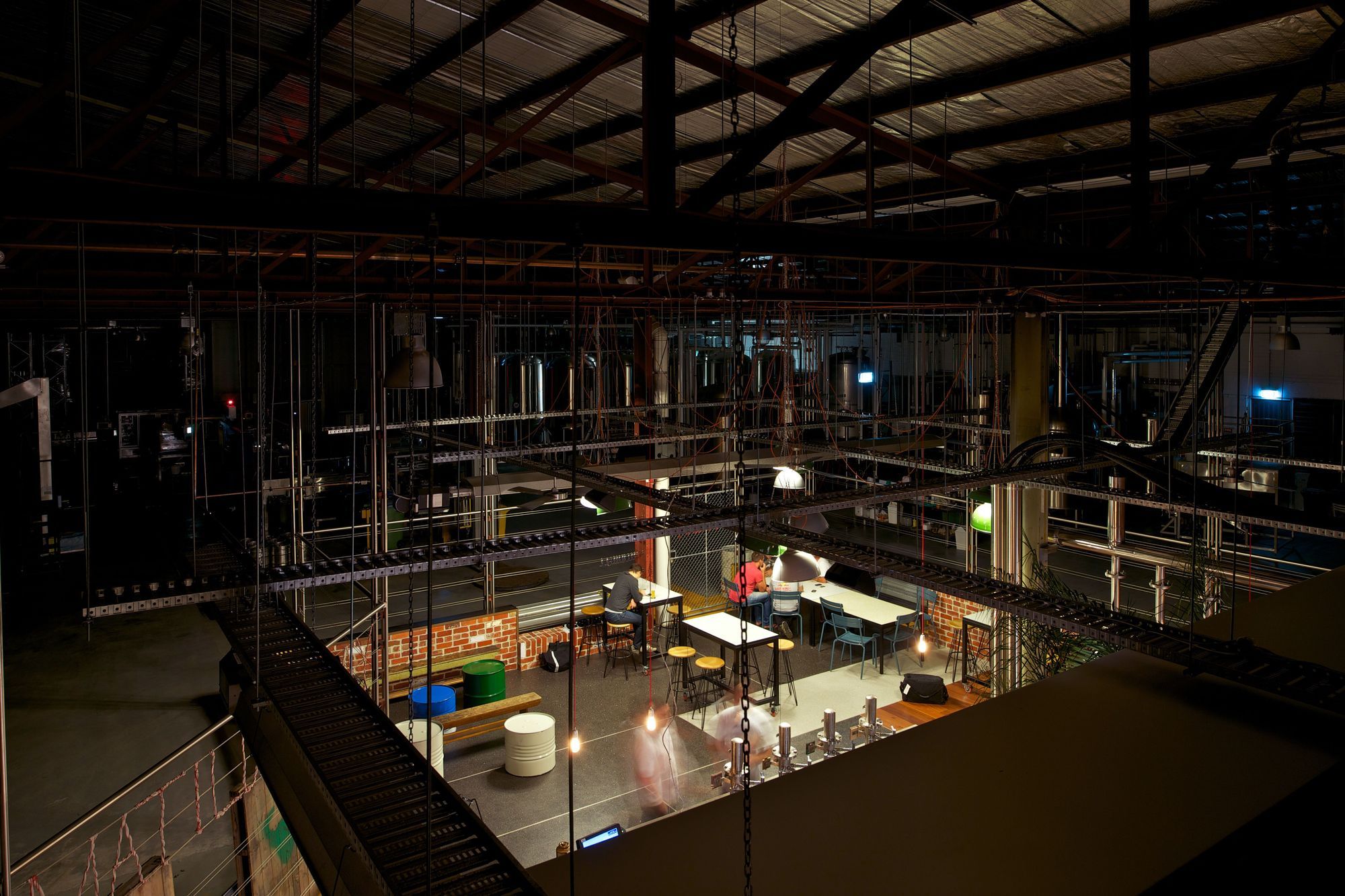 Public Bar from within the brewery workspace at Matilda Bay Brewer’s Canteen by DiMase Architects.