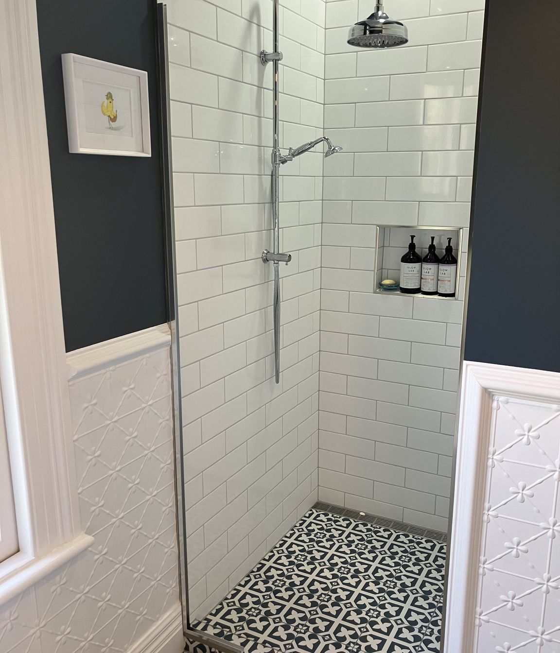 2-426-Herbert-Rd-Completed-bathroom-showcasing-the-view-of-the-stunning-new-shower-tiles-and-featured-press-tin-walls-JDBuilders.jpg