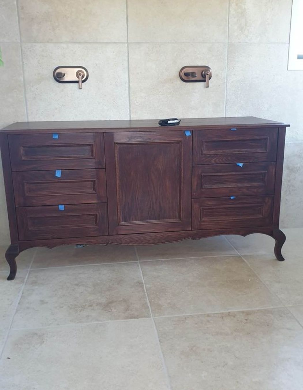 Oak Bathroom Vanity &amp; Ash Framed Mirror
