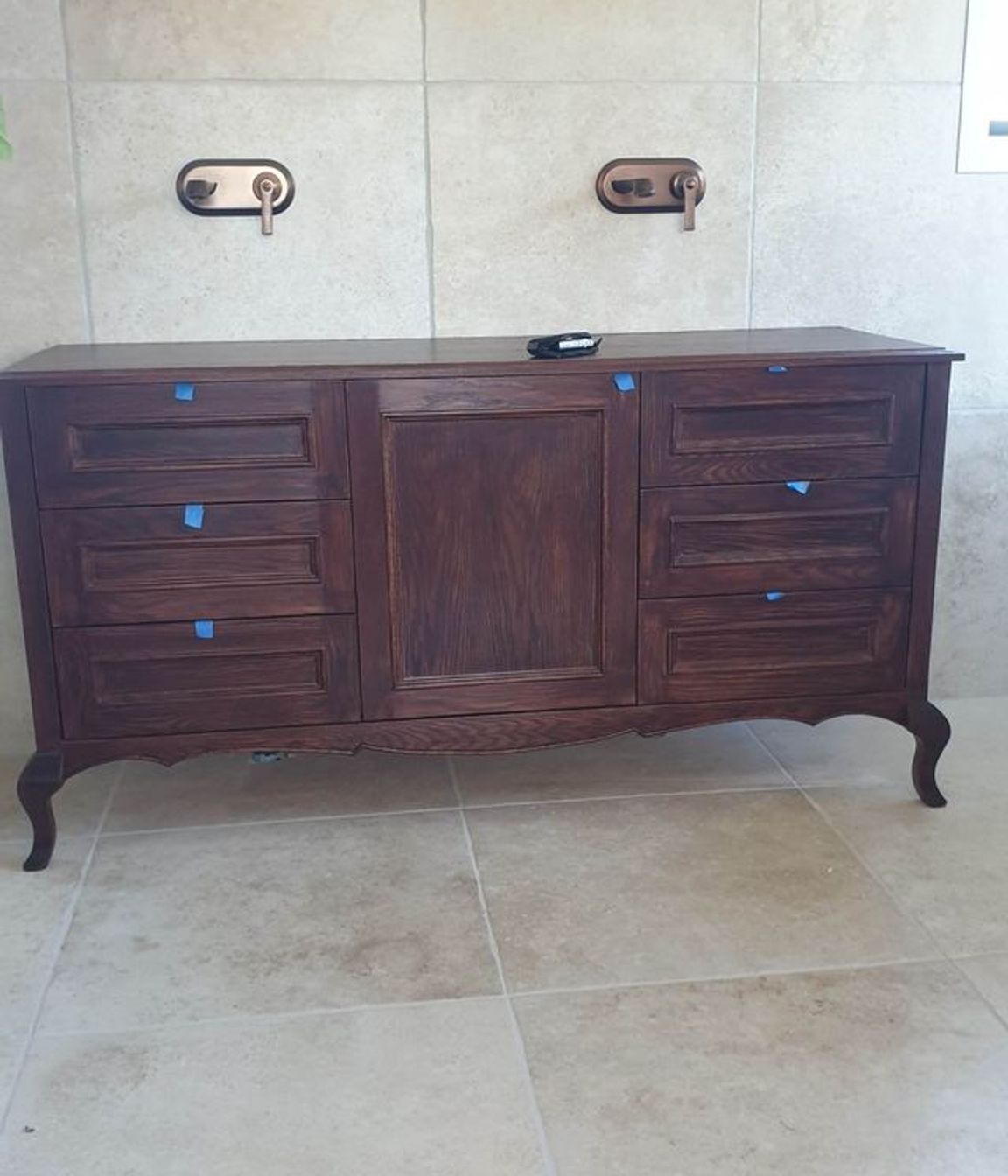 Oak Bathroom Vanity &amp; Ash Framed Mirror