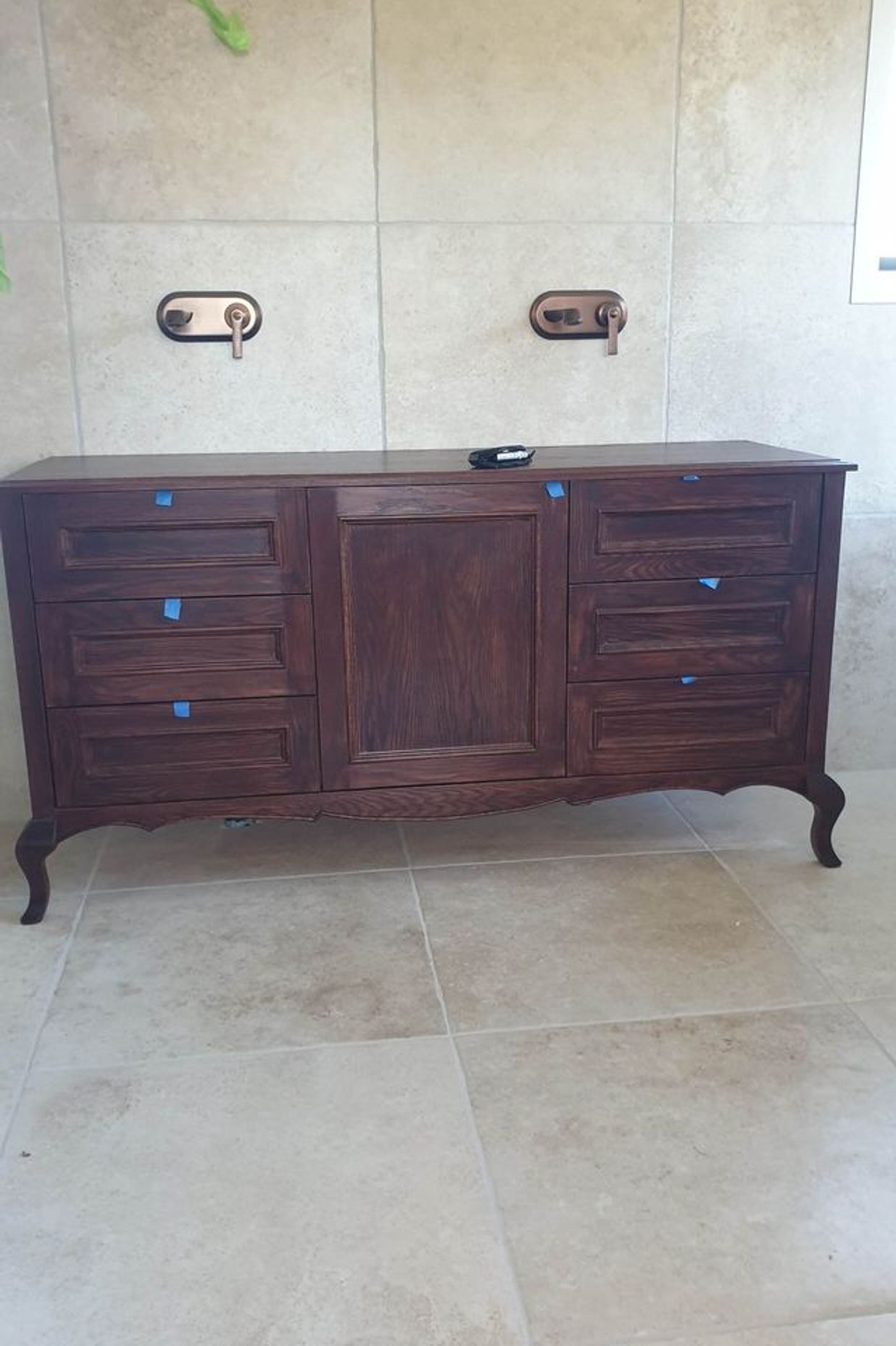 Oak Bathroom Vanity &amp; Ash Framed Mirror