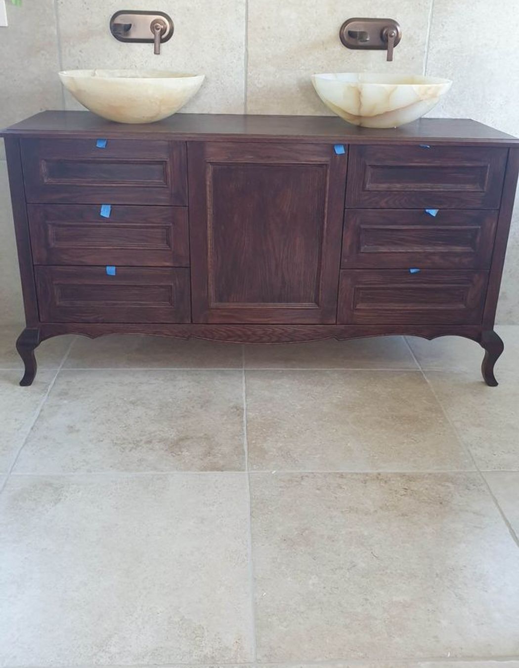Oak Bathroom Vanity &amp; Ash Framed Mirror