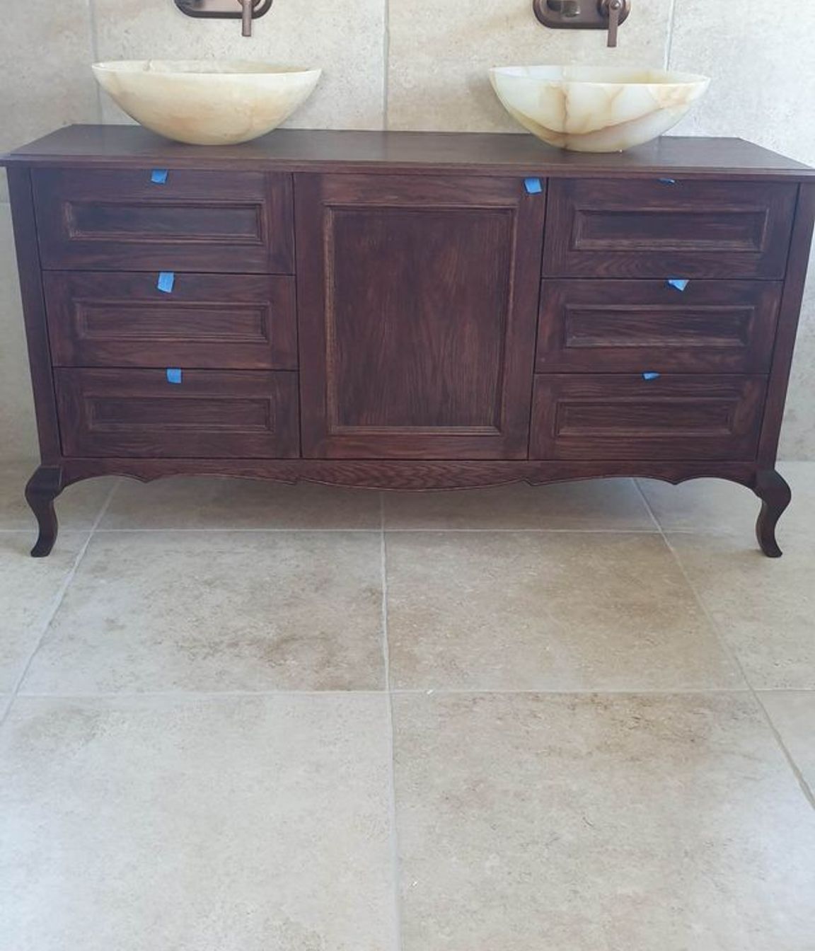 Oak Bathroom Vanity &amp; Ash Framed Mirror