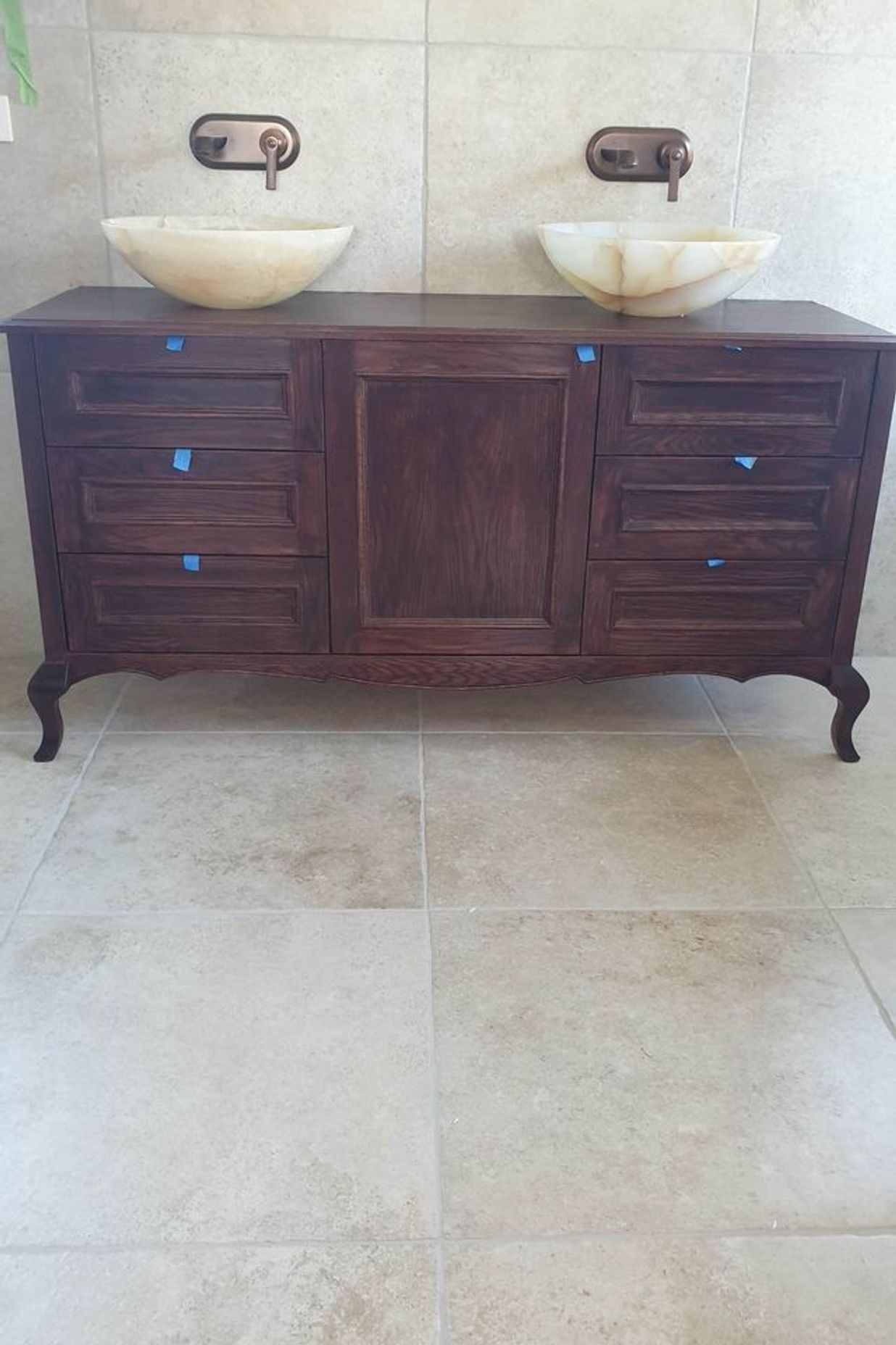 Oak Bathroom Vanity &amp; Ash Framed Mirror