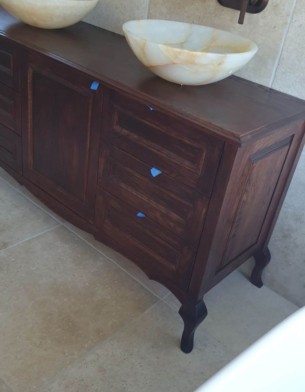 Oak Bathroom Vanity &amp; Ash Framed Mirror