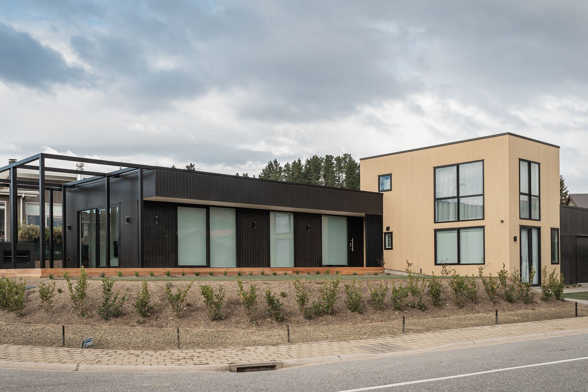 Exterior- A combination of Abodo and Hardies Axon.  Landscaping: Tim Ecroyd 'The Landscaper' - Wanaka.  Interior Design + Colours: Kelly @ Archi Build Ltd - Wanaka.