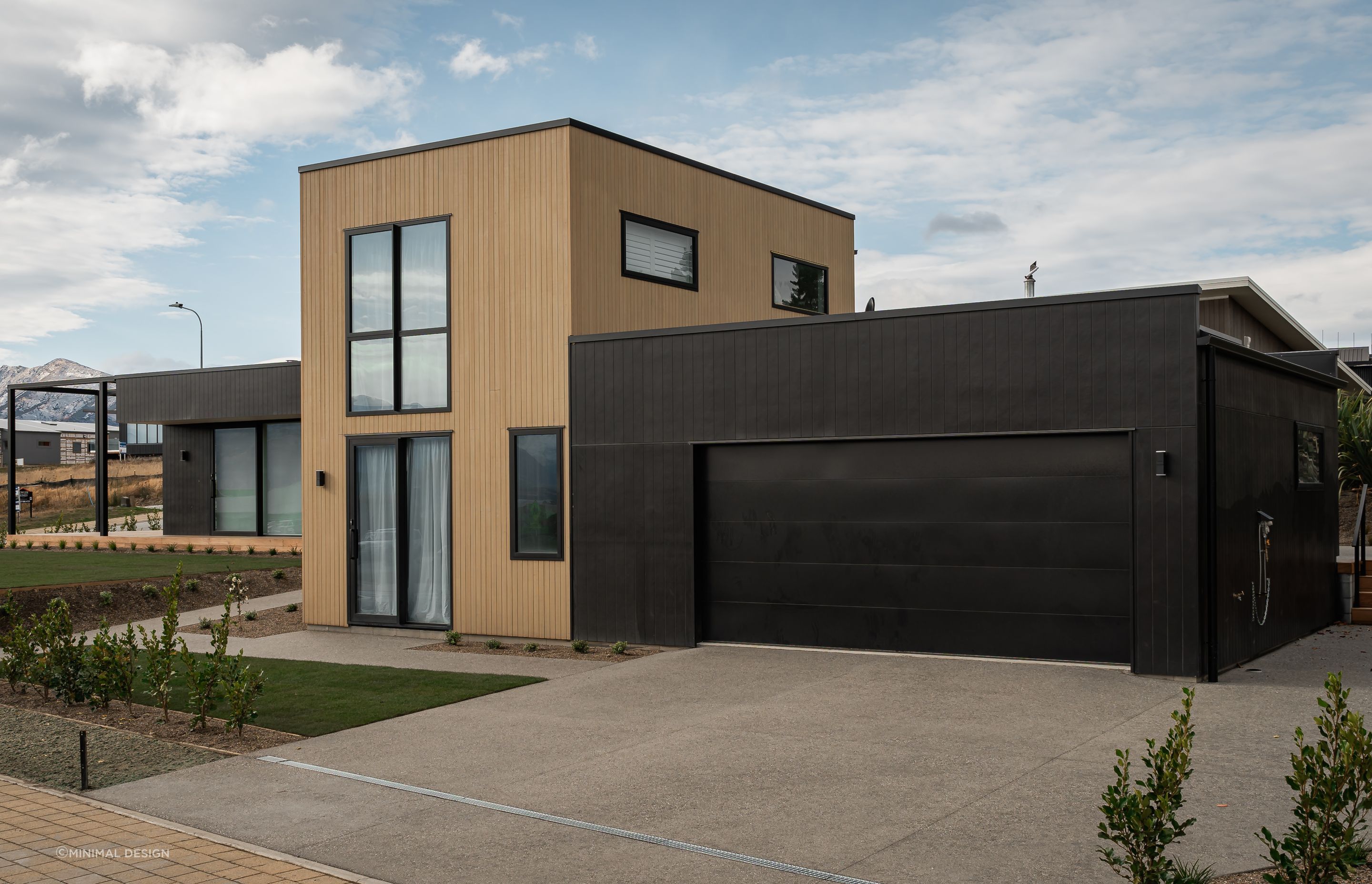 Exterior. Landscaping: Tim Ecroyd 'The Landscaper' - Wanaka. Interior Design + Colours: Kelly @ Archi Build Ltd - Wanaka.