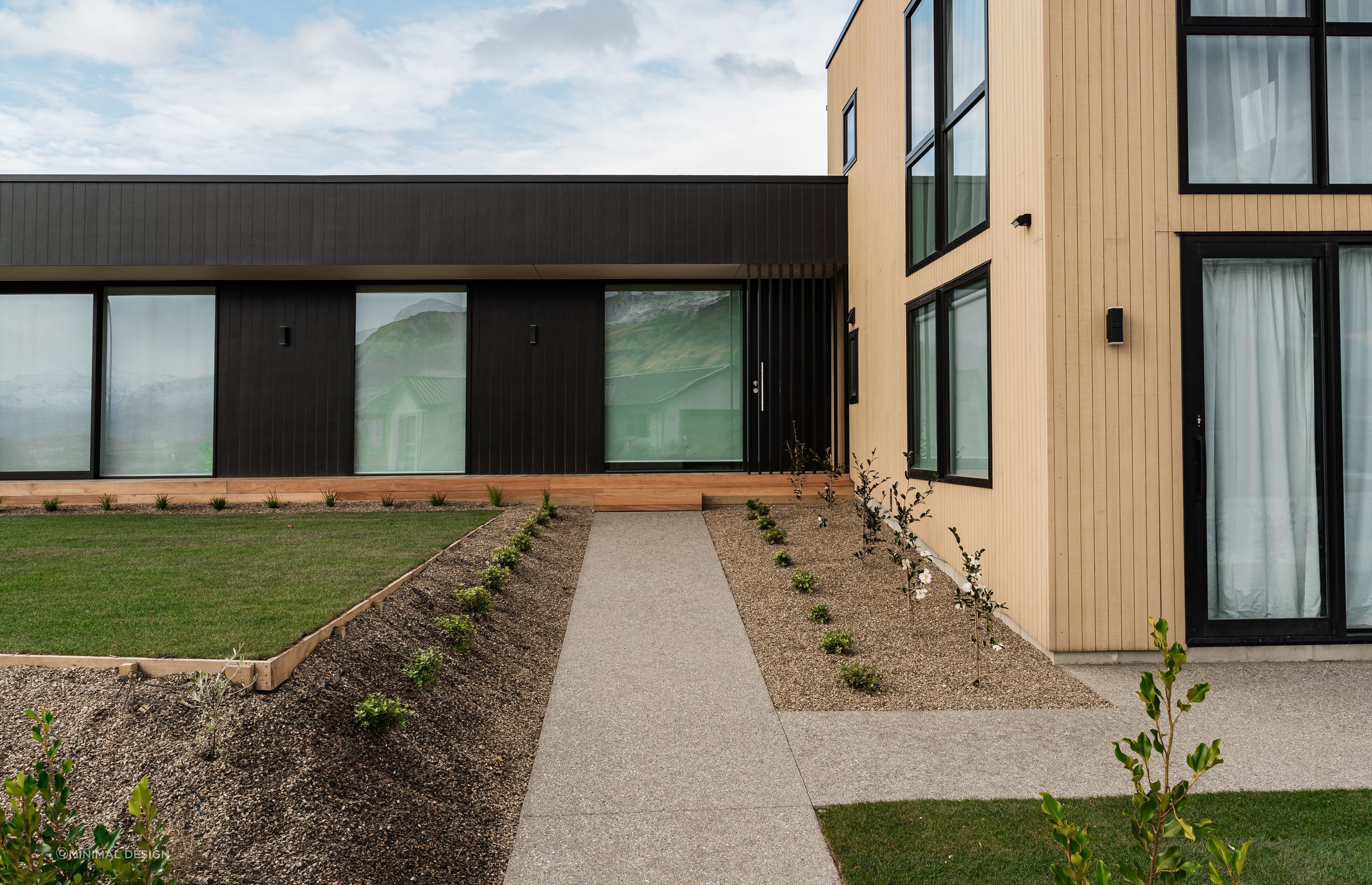 Exterior. Landscaping: Tim Ecroyd 'The Landscaper' - Wanaka. Interior Design + Colours: Kelly @ Archi Build Ltd - Wanaka.