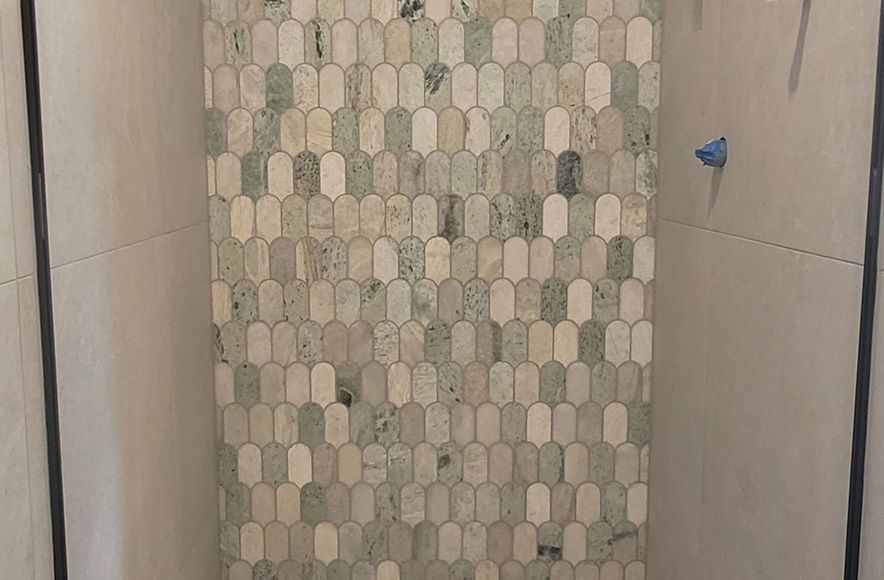 Damn Good Tiling - bathroom mosaic tiling w niche