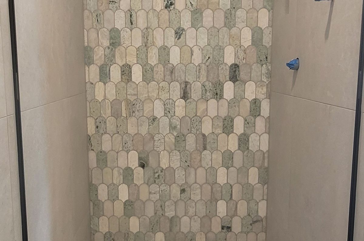 Damn Good Tiling - bathroom mosaic tiling w niche