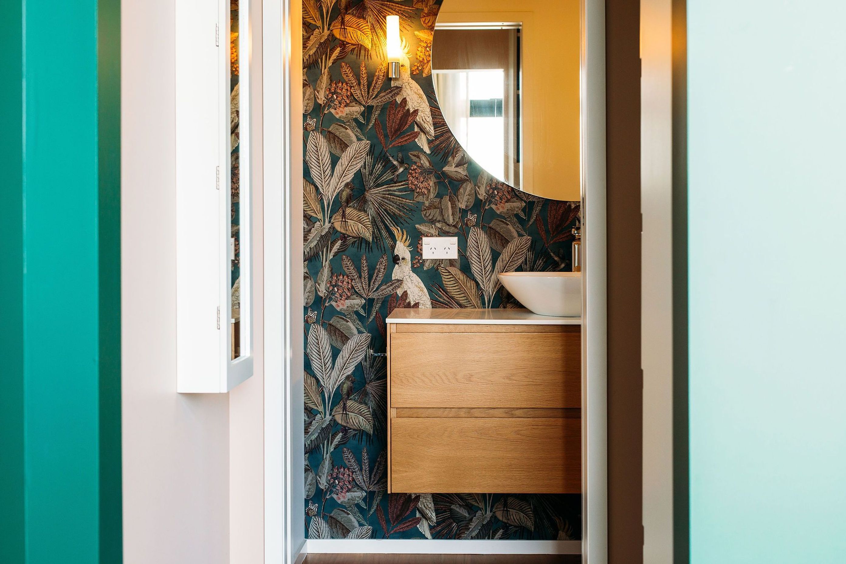 A cavity slider allows a generous bathroom design within.