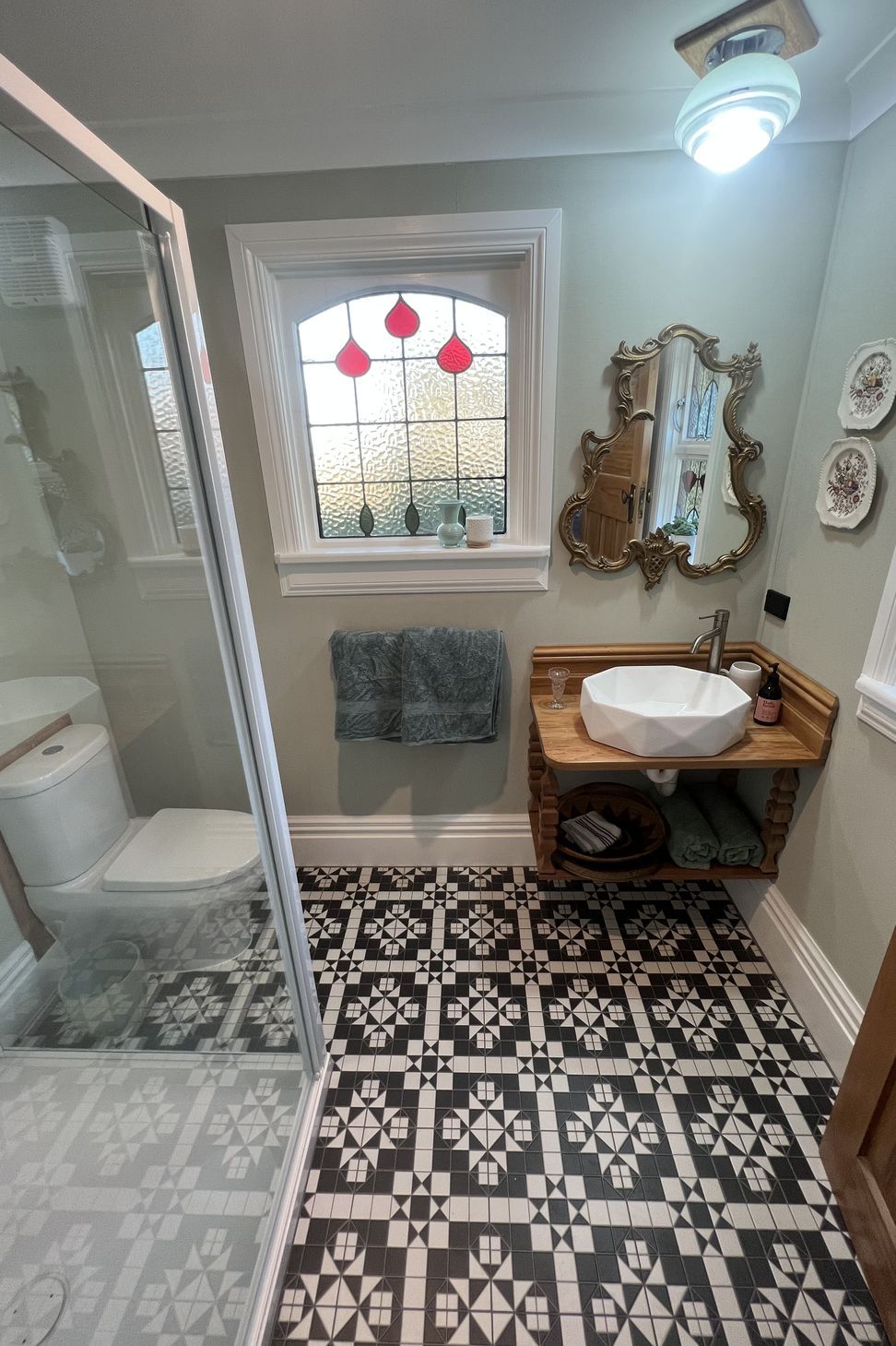 Tiled bathroom floor