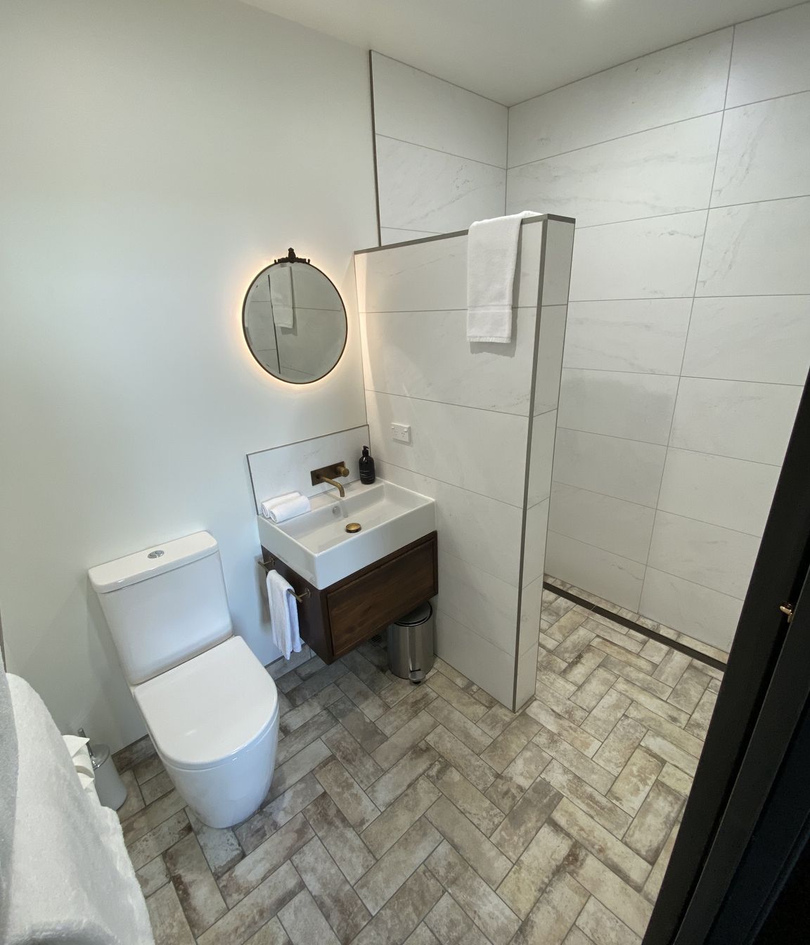 Tiled bathroom floor &amp; shower walls