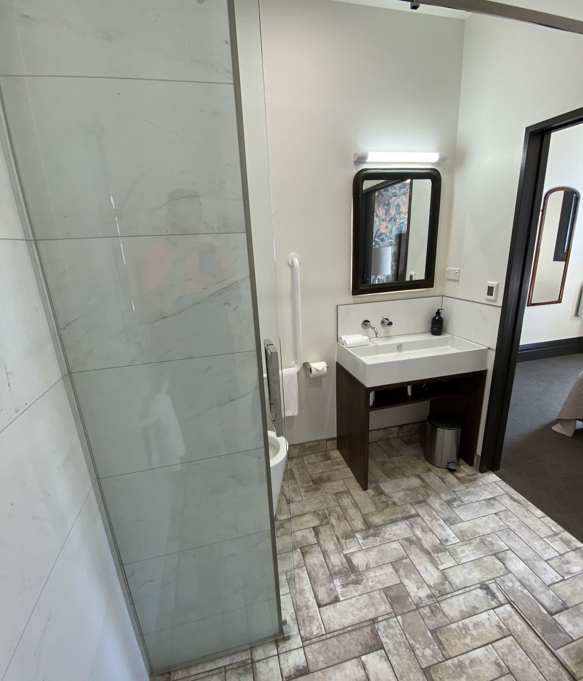 Tiled bathroom floor &amp; shower walls