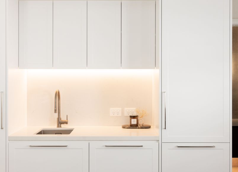 Mission Bay Home Office Bathroom & Kitchenette Design