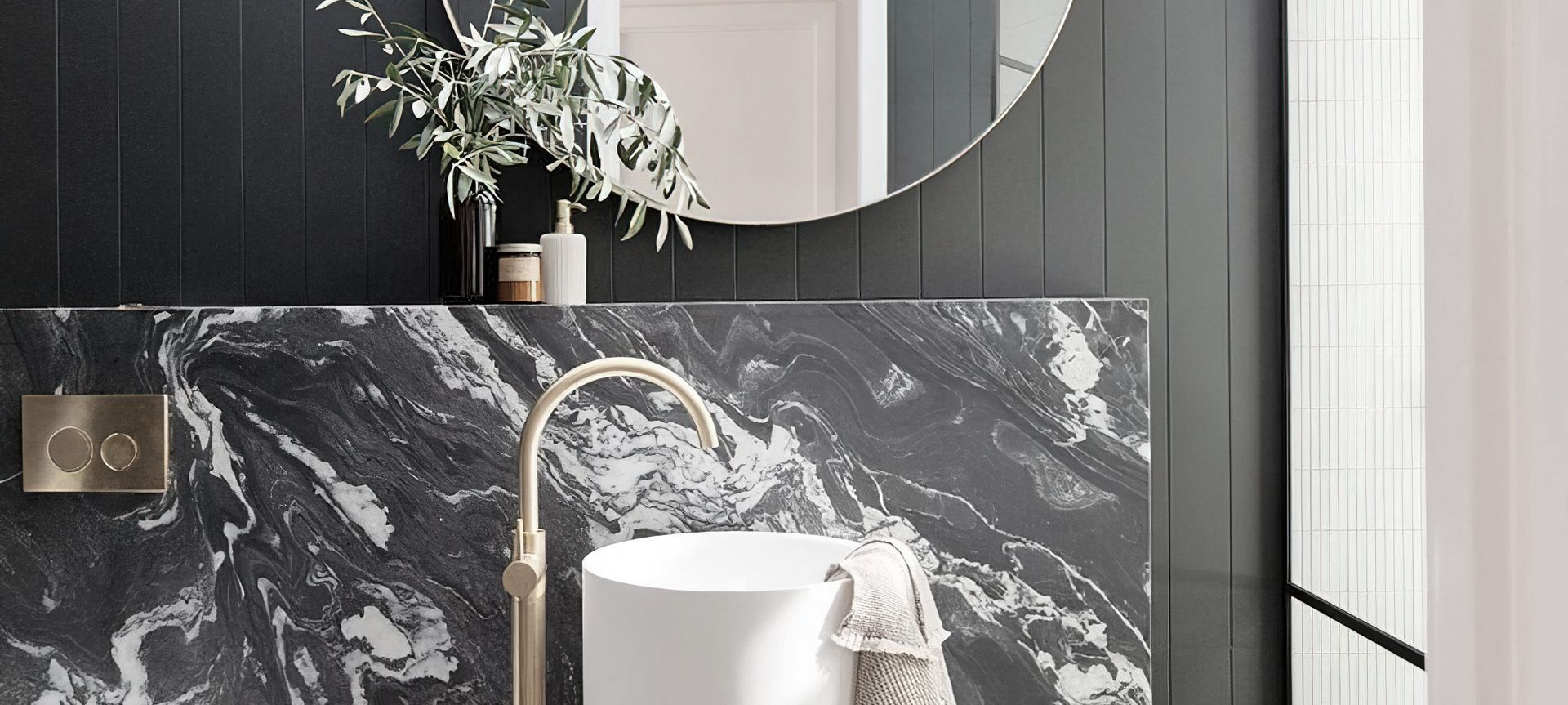 Main Bathroom Suede + Stone Showroom 2021 banner