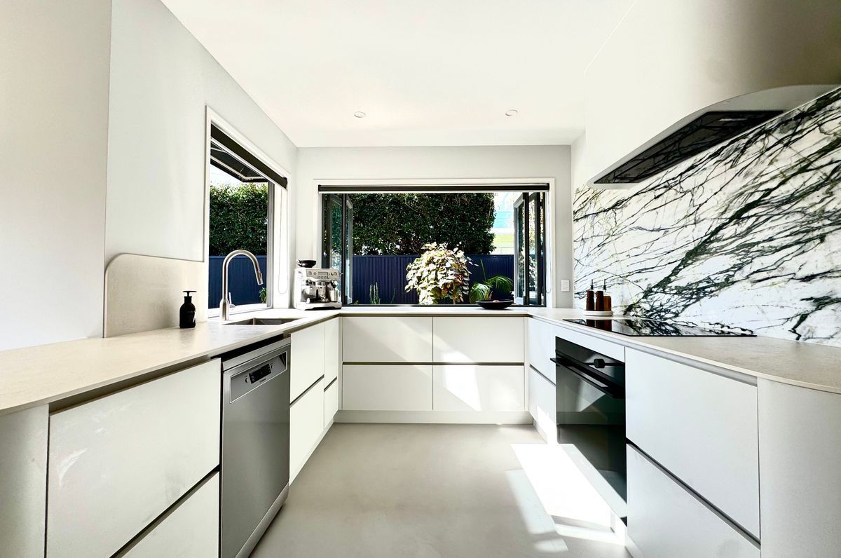 Clean Lines, Warm Timber & Bold Stone Kitchen/Bathroom Renovation