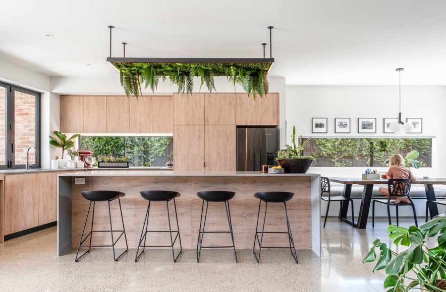 French Oak and Sleek Matte Concrete Kitchen