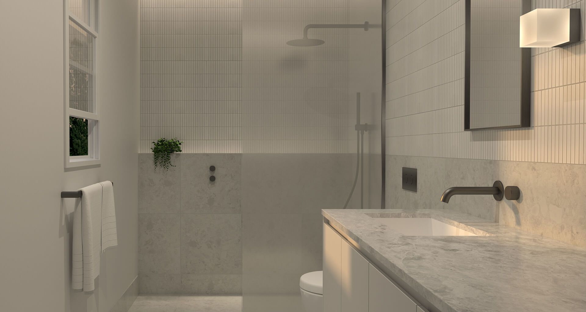 White Concrete Ensuite banner