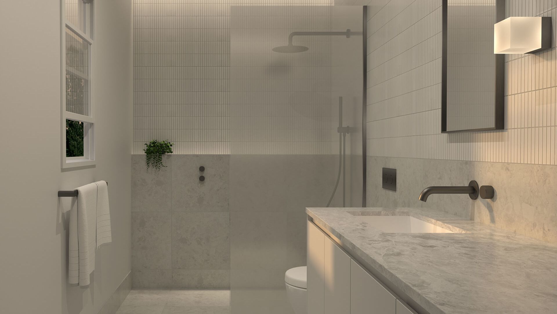 White Concrete Ensuite banner