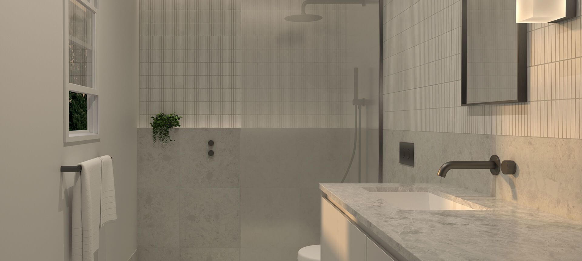 White Concrete Ensuite banner