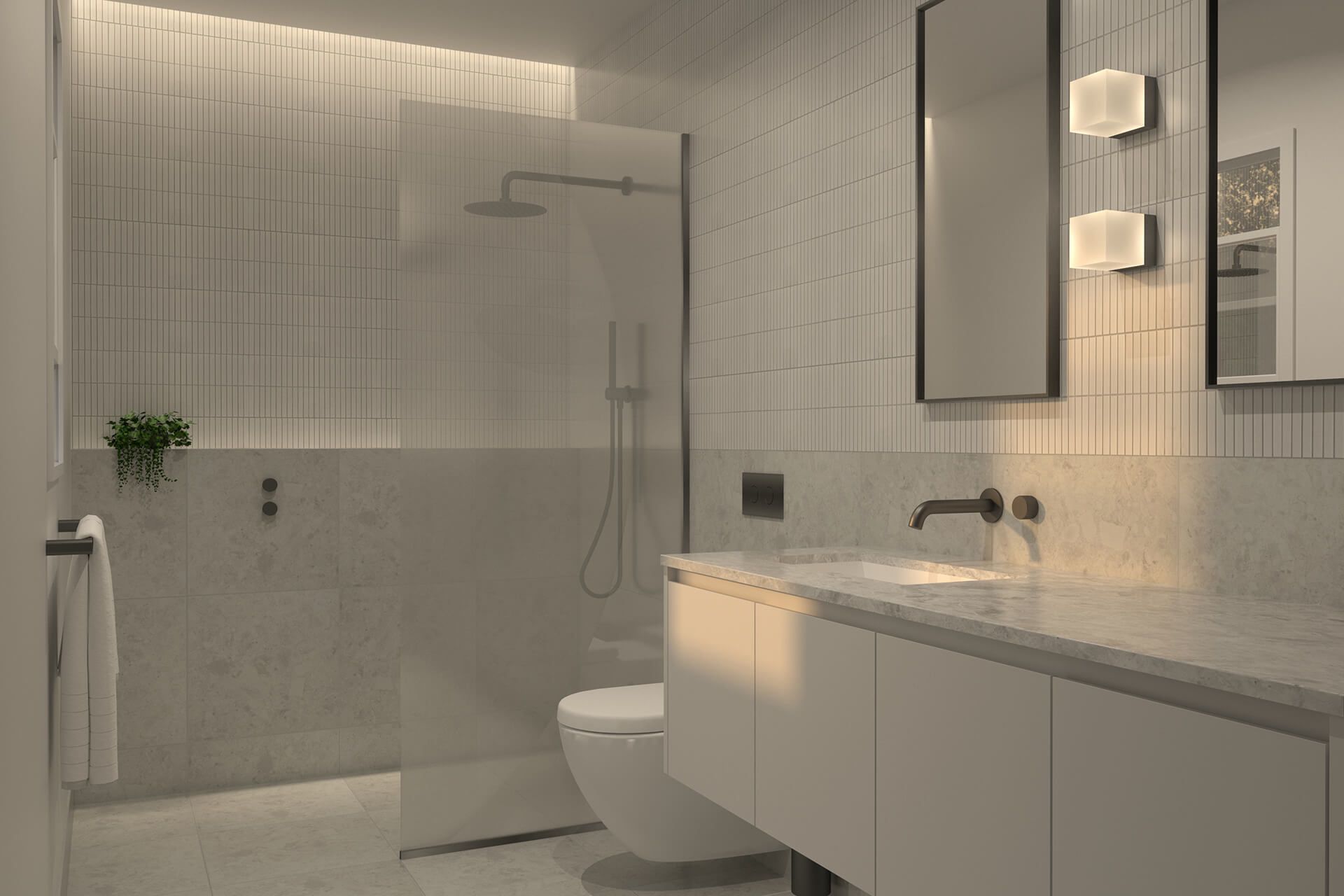 White Concrete Ensuite