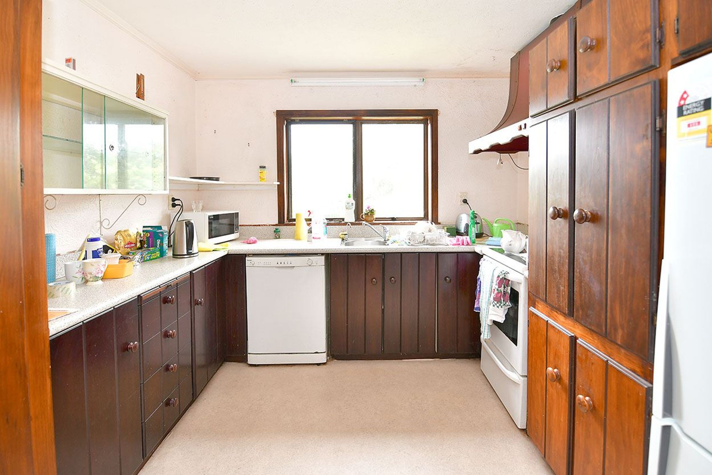 Before renovation. The kitchen was closed off, old and shabby